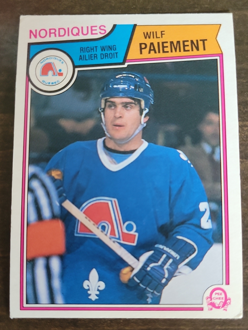 1983/84 OPC Nordiques Wilf Paiement Blue Hockey Trading Card